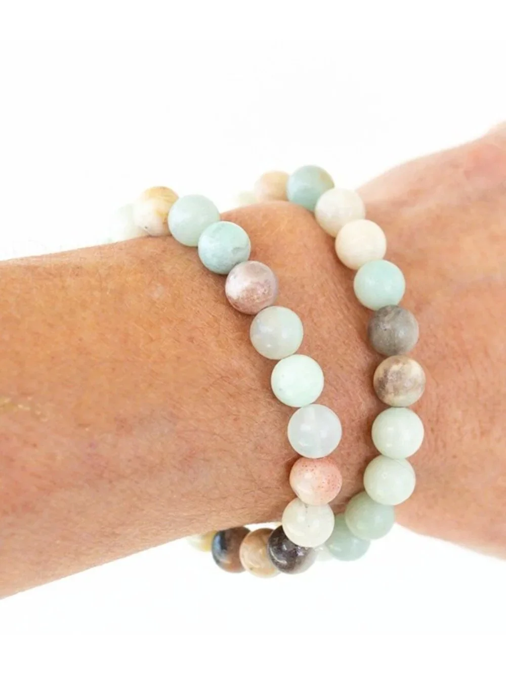 Amazonite Beaded Bracelet 8mm Round Gemstone Stretch Bracelet Summer Jewelry